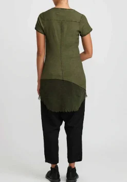 Rundholz Dip Cotton & Mesh Short Sleeve T-Shirt In Olive Cloud Green