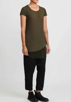 Rundholz Dip Cotton & Mesh Short Sleeve T-Shirt In Khaki Cloud Green