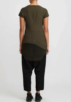 Rundholz Dip Cotton & Mesh Short Sleeve T-Shirt In Khaki Cloud Green