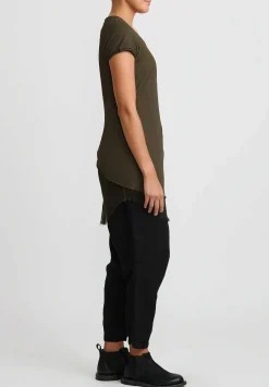 Rundholz Dip Cotton & Mesh Short Sleeve T-Shirt In Khaki Cloud Green