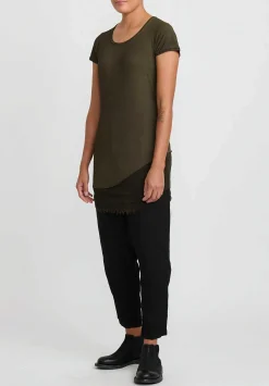 Rundholz Dip Cotton & Mesh Short Sleeve T-Shirt In Khaki Cloud Green