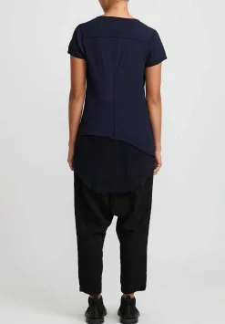 Rundholz Dip Cotton & Mesh Short Sleeve T-Shirt In Grape Cloud Blue