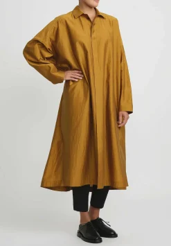 Jan-Jan Van Essche Cotton & Silk Long Loose Shirt In Gold