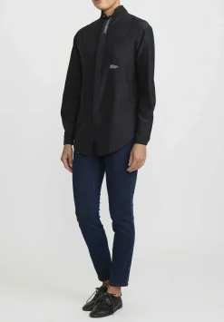 Umit Unal Cotton & Silk Long Sleeve Shirt In Black