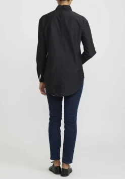 Umit Unal Cotton & Silk Long Sleeve Shirt In Black