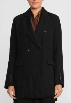 Masnada Cotton & Wool Double-Breasted Jacket In Black