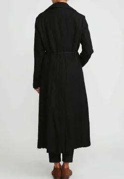 Masnada Cotton & Wool Double-Breasted Coat In Black