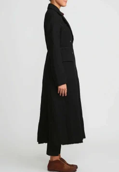Masnada Cotton & Wool Double-Breasted Coat In Black