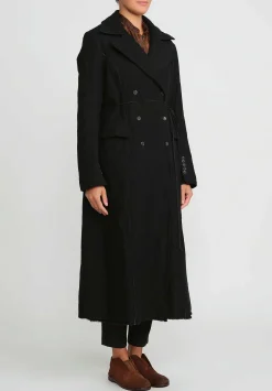 Masnada Cotton & Wool Double-Breasted Coat In Black