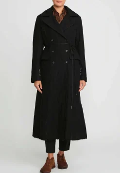 Masnada Cotton & Wool Double-Breasted Coat In Black