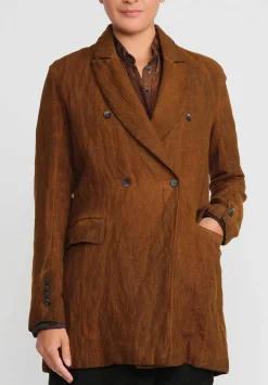 Masnada Cotton & Wool Double-Breasted Jacket In Land Brown