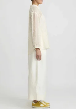 Péro Cotton And Silk Beaded Daisy Shirt In Ivory