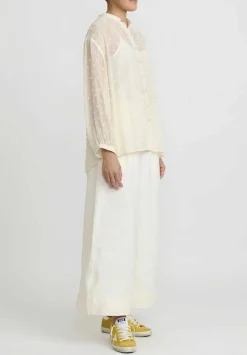 Péro Cotton And Silk Beaded Daisy Shirt In Ivory