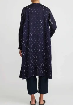 Injiri Cotton Bandhani Indigo Rasa Dress In Blue