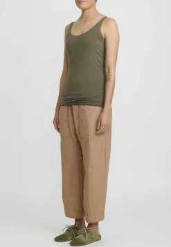Album di Famiglia Cotton Canotta Tank Top In Khaki Green