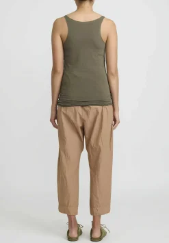 Album di Famiglia Cotton Canotta Tank Top In Khaki Green