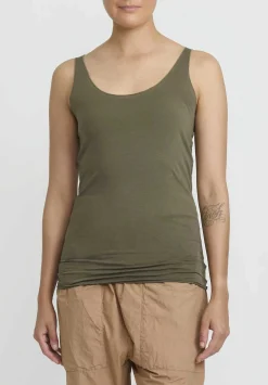 Album di Famiglia Cotton Canotta Tank Top In Khaki Green