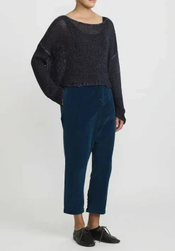Umit Unal Cotton Corduroy Drop Crotch Pants In Blue Spruce