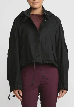 Rundholz Cotton Cropped Oversized Jacket In Black