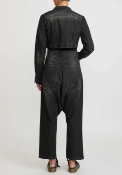 Rundholz Cotton Denim Cropped Jacket In Faded Black