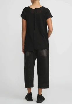 Rundholz Cotton Denim Distressed Dropcrotch Jeans In Black & Brown
