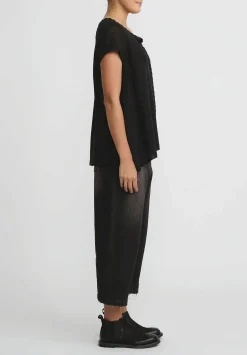 Rundholz Cotton Denim Distressed Dropcrotch Jeans In Black & Brown