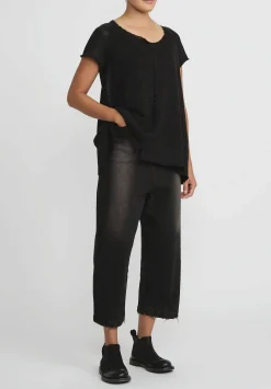 Rundholz Cotton Denim Distressed Dropcrotch Jeans In Black & Brown