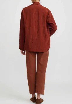 Lemaire Cotton Denim ''Twisted'' Pants In Brick Brown