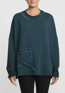 Umit Unal Cotton Distressed Sweatshirt In Pine Green