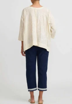 Injiri Cotton Embroidered Rasa Top In Ivory White