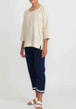 Injiri Cotton Embroidered Rasa Top In Ivory White