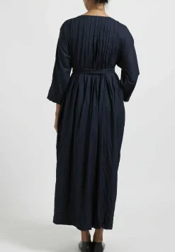 Daniela Gregis Cotton Gio Pieghe Irregolari Dress In Navy Blue