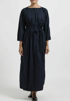 Daniela Gregis Cotton Gio Pieghe Irregolari Dress In Navy Blue