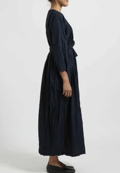 Daniela Gregis Cotton Gio Pieghe Irregolari Dress In Navy Blue