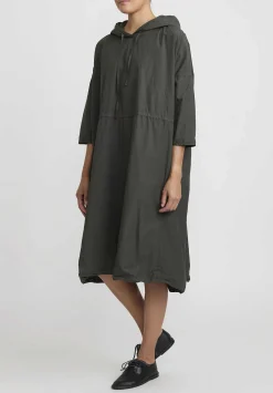 Album di Famiglia Cotton Hooded Tc Dress In Moss Green