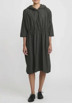 Album di Famiglia Cotton Hooded Tc Dress In Moss Green