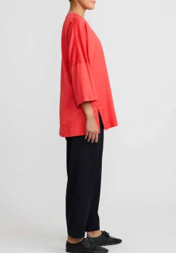 Casey Casey Cotton Jersey Top In Coral Red