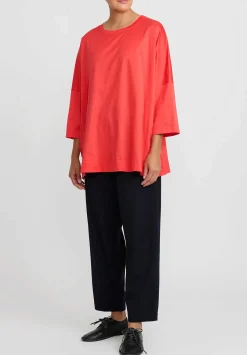 Casey Casey Cotton Jersey Top In Coral Red