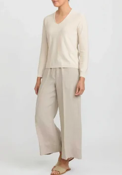 Antonelli Cotton Knit Einstein Pullover In Gesso Beige Natural