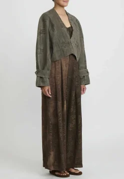 Uma Wang Cotton Linen Distressed Kady Jacket In Metamorphosis Grey