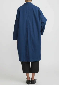 Album di Famiglia Cotton Loose Cc Coat In Navy Blue