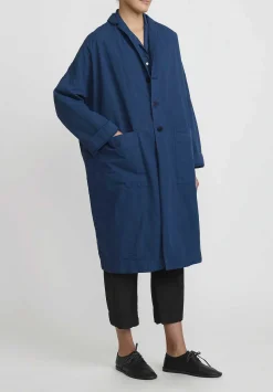 Album di Famiglia Cotton Loose Cc Coat In Navy Blue