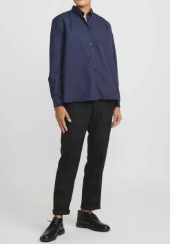 Bergfabel Cotton Loose Tyrol Shirt In Marine Blue