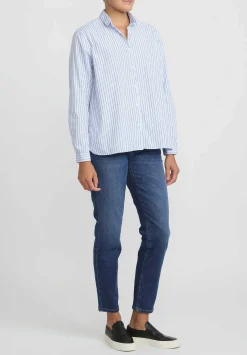 Bergfabel Cotton Loose Tyrol Shirt In Blue Stripe