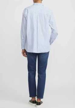 Bergfabel Cotton Loose Tyrol Shirt In Blue Stripe