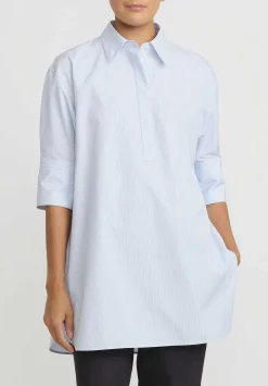 Jil Sander Cotton Multitrack Stripe Shirt In Blue Fly Catcher