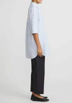 Jil Sander Cotton Multitrack Stripe Shirt In Blue Fly Catcher