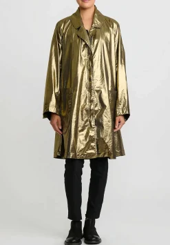 Rundholz Dip Cotton Oversized Metallic A-Line Coat In Gold & Black