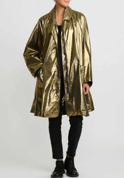 Rundholz Dip Cotton Oversized Metallic A-Line Coat In Gold & Black