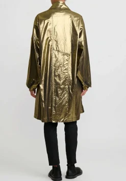 Rundholz Dip Cotton Oversized Metallic A-Line Coat In Gold & Black